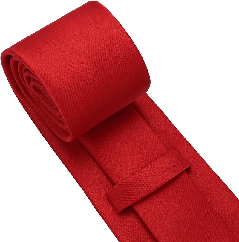 pensee Men's Tie Set Solid Pure Color 3.15" (8CM) Classic Formal Plain Necktie and Pocket Square Set For Men - Image 5